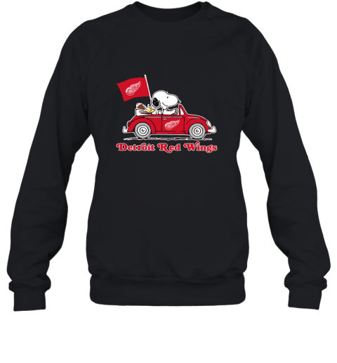 Snoopy And Woodstock Ride The Detroit Red Wings Car NFL Sweatshirt