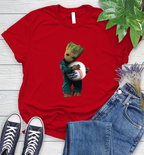 MLB Groot Guardians Of The Galaxy Baseball Sports New York Yankees Women's T-Shirt 9