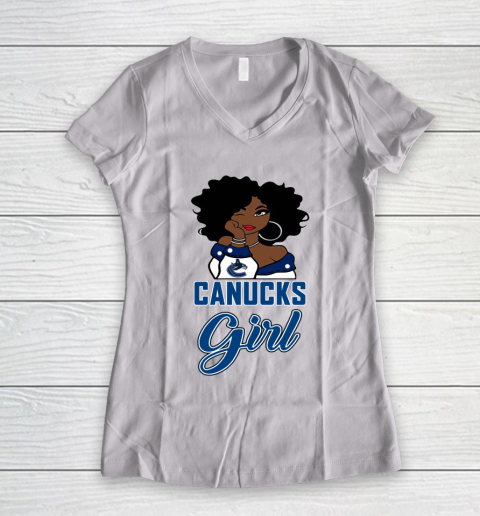 Vancouver Canucks Girl NHL Women's V-Neck T-Shirt 2