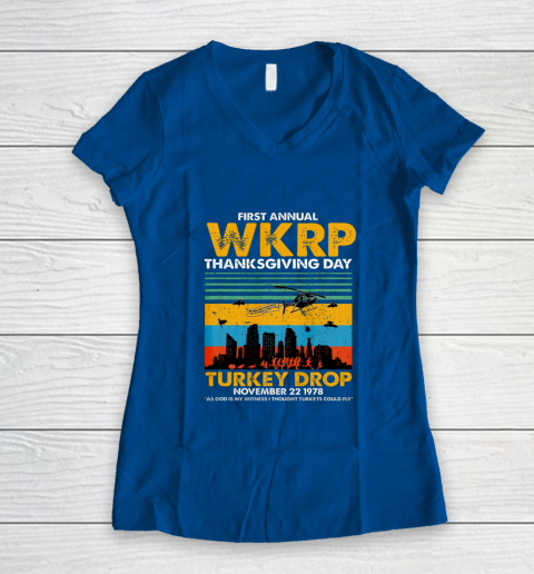 Wkrp Turkey Drop Shirt Turkey Drop T Shirt Turkey Drop Retro Women's V-Neck T-Shirt 7