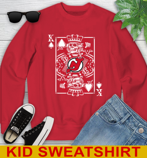 New Jersey Devils NHL Hockey The King Of Spades Death Cards Shirt Youth Sweatshirt 7