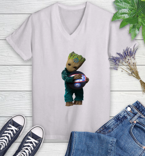 NBA Groot Guardians Of The Galaxy Basketball Sports Philadelphia 76ers Women's V-Neck T-Shirt