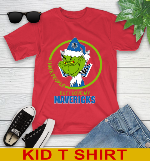 Dallas Mavericks NBA Christmas Grinch I Hate People But I Love My Favorite Basketball Team Youth T-Shirt 10
