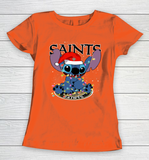 New Orleans Saints NFL Football noel stitch Christmas Women's T-Shirt 2