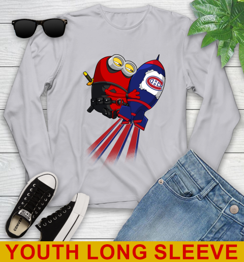 NHL Hockey Montreal Canadiens Deadpool Minion Marvel Shirt Youth Long Sleeve 5