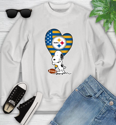 Pittsburgh Steelers NFL Football The Peanuts Movie Adorable Snoopy Youth Sweatshirt