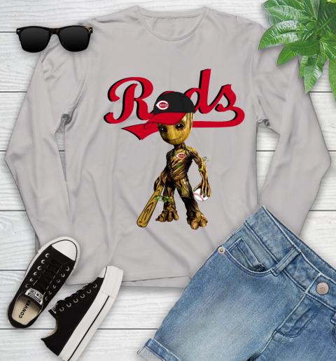 MLB Cincinnati Reds Groot Guardians Of The Galaxy Baseball Youth Long Sleeve 12