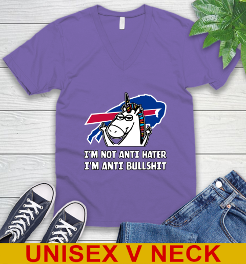 Buffalo Bills NFL Football Unicorn I'm Not Anti Hater I'm Anti Bullshit V-Neck T-Shirt 9