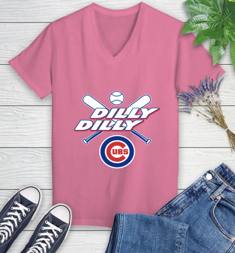 MLB Chicago Cubs Dilly Dilly Baseball Sports Women's V-Neck T-Shirt 13