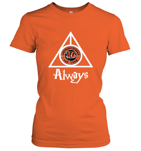 Always Love The Cincinnati Bengals x Harry Potter Mashup NFL qhpz always love the cincinnati bengals x harry potter ladies t shirt 20 front orange