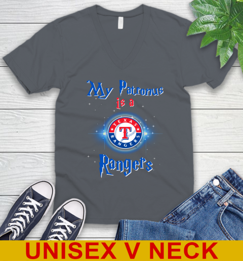 MLB Baseball Harry Potter My Patronus Is A Texas Rangers V-Neck T-Shirt 4