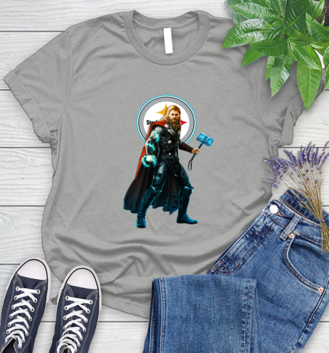 NFL Thor Avengers Endgame Football Pittsburgh Steelers Women's T-Shirt 10