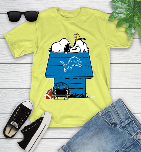 Detroit Lions NFL Football Snoopy Woodstock The Peanuts Movie Youth T-Shirt 8