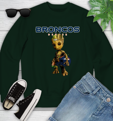 Denver Broncos NFL Football Groot Marvel Guardians Of The Galaxy Youth Sweatshirt 10