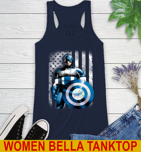 Los Angeles Dodgers MLB Baseball Captain America Marvel Avengers American Flag Shirt Racerback Tank 9