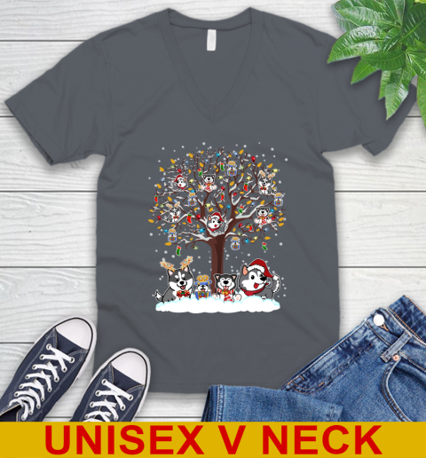 Husky dog pet lover light christmas tree shirt 50