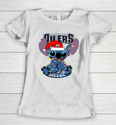 Edmonton Oilers NHL Hockey noel stitch Christmas Women's T-Shirt