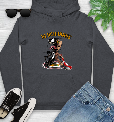 NHL Chicago Blackhawks Hockey Venom Groot Guardians Of The Galaxy Youth Hoodie 8