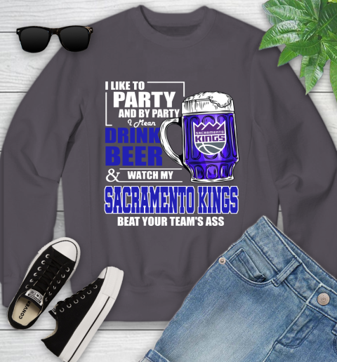 NBA Drink Beer and Watch My Sacramento Kings Beat Your Team's Ass Basketball Youth Sweatshirt 5