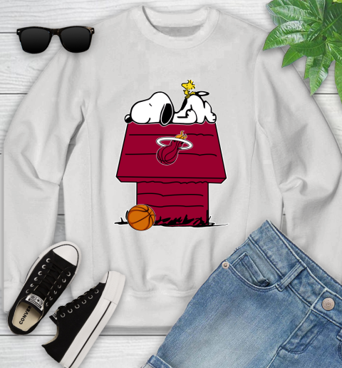 Miami Heat NBA Basketball Snoopy Woodstock The Peanuts Movie Youth Sweatshirt