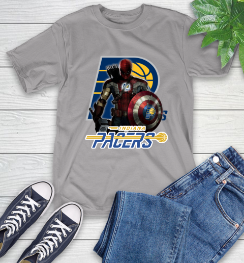 Indiana Pacers NBA Basketball Captain America Thor Spider Man Hawkeye Avengers T-Shirt 6