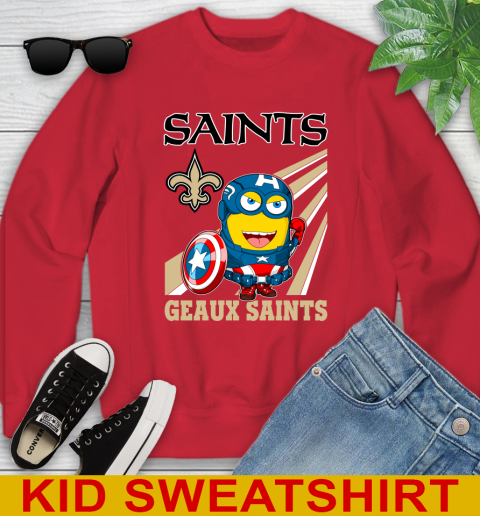 NFL Football New Orleans Saints Captain America Marvel Avengers Minion Shirt Youth Sweatshirt 7