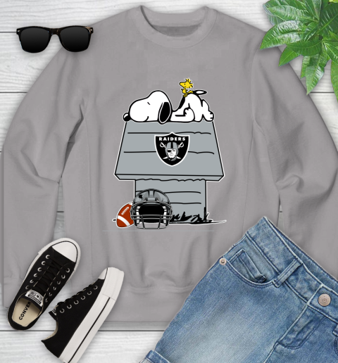 Oakland Raiders NFL Football Snoopy Woodstock The Peanuts Movie Youth Sweatshirt 4