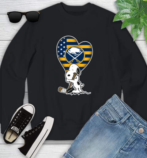 Buffalo Sabres NHL Hockey The Peanuts Movie Adorable Snoopy Youth Sweatshirt 2