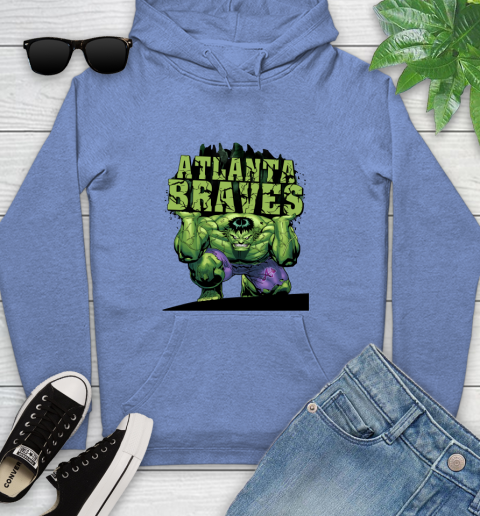 Atlanta Braves MLB Baseball Incredible Hulk Marvel Avengers Sports Youth Hoodie 12