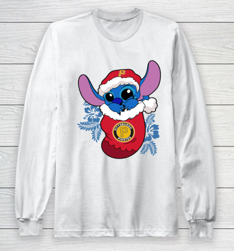 Pittsburgh Pirates Christmas Stitch In The Sock Funny Disney MLB Long Sleeve T-Shirt 2