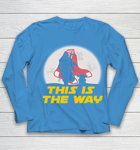 Boston Red Sox MLB Baseball Star Wars Yoda And Mandalorian This Is The Way Youth Long Sleeve 5