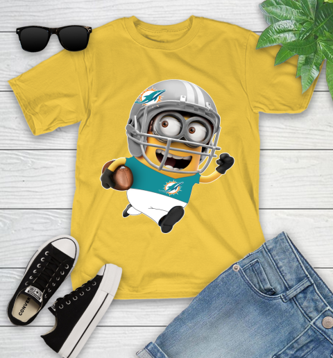 NFL Miami Dolphins Minions Disney Football Sports Youth T-Shirt 8