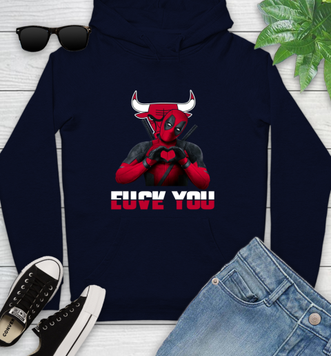 NBA Chicago Bulls Deadpool Love You Fuck You Basketball Sports Youth Hoodie 3