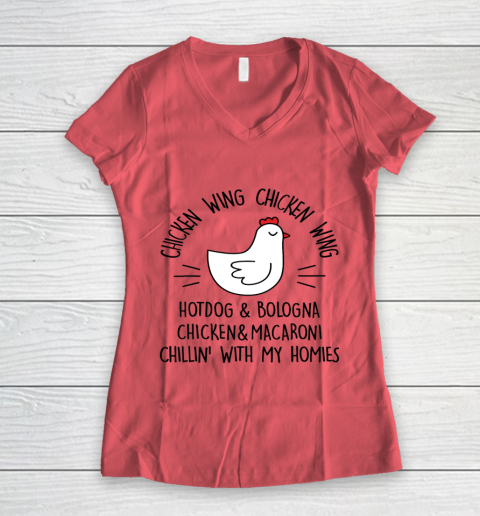 Viral Chicken Wing Chicken Wing Hot Dog Bologna Song Lyric Women's V-Neck T-Shirt 3