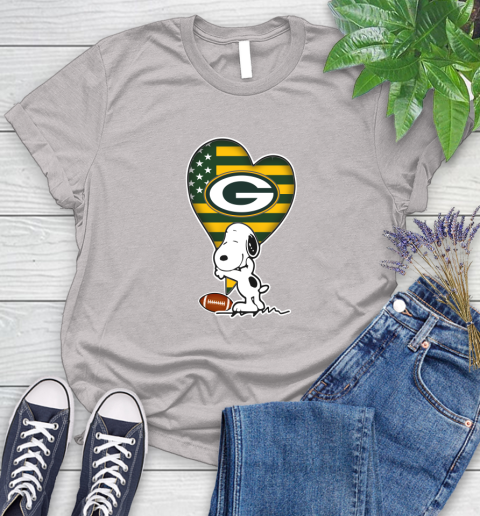Green Bay Packers NFL Football The Peanuts Movie Adorable Snoopy Women's T-Shirt 10