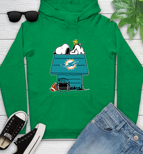 Miami Dolphins NFL Football Snoopy Woodstock The Peanuts Movie Youth Hoodie 7