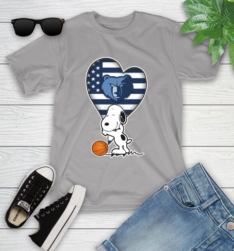 Memphis Grizzlies NBA Basketball The Peanuts Movie Adorable Snoopy Youth T-Shirt 4