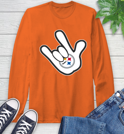 Pittsburgh Steelers NFL Football Mickey Rock Hand Disney Long Sleeve T-Shirt 5