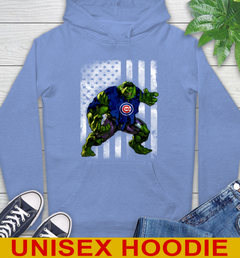 Chicago Cubs Hulk Marvel Avengers MLB Baseball American Flag Hoodie 11