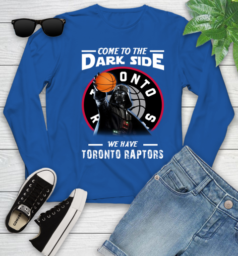 NBA Come To The Dark Side We Have Toronto Raptors Star Wars Darth Vader Basketball Youth Long Sleeve 10