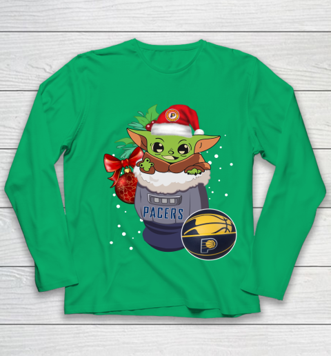 Indiana Pacers Christmas Baby Yoda Star Wars Funny Happy NBA Youth Long Sleeve 6