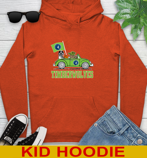 NBA Basketball Minnesota Timberwolves Darth Vader Baby Yoda Driving Star Wars Shirt Youth Hoodie 5