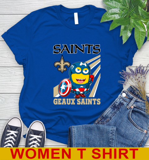 NFL Football New Orleans Saints Captain America Marvel Avengers Minion Shirt Women's T-Shirt 10