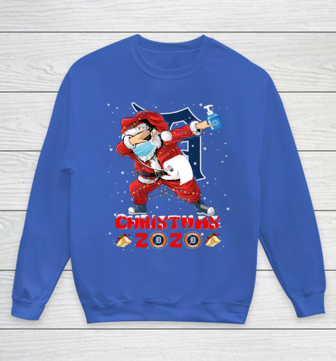 Detroit Tigers Funny Santa Claus Dabbing Christmas 2020 MLB Youth Sweatshirt 6