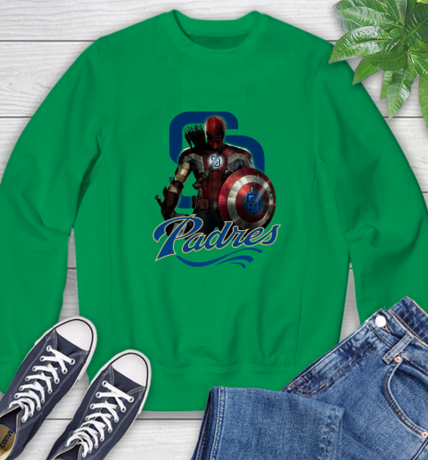 MLB Captain America Thor Spider Man Hawkeye Avengers Endgame Baseball San Diego Padres Sweatshirt 6