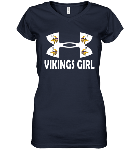 NFL Minnesota Vikings Girl Under Armour Football Sports 3QKWnzKRysq women v neck t shirt 39 95 151514 front navy