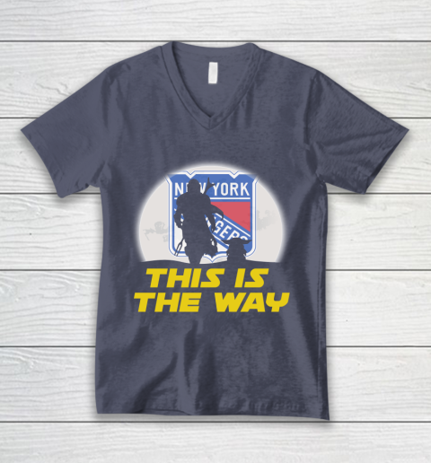 New York Rangers NHL Ice Hockey Star Wars Yoda And Mandalorian This Is The Way V-Neck T-Shirt 7