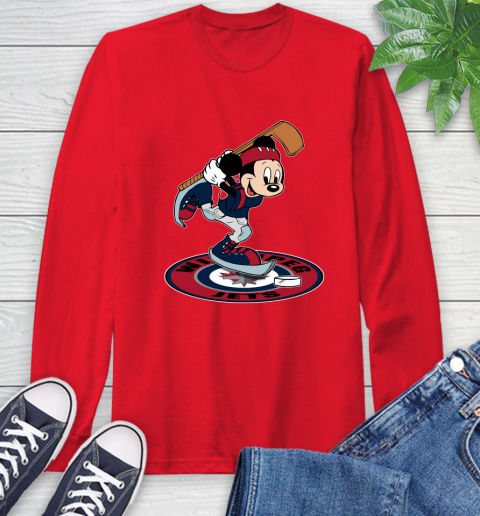 NHL Hockey Winnipeg Jets Cheerful Mickey Disney Shirt Long Sleeve T-Shirt 11