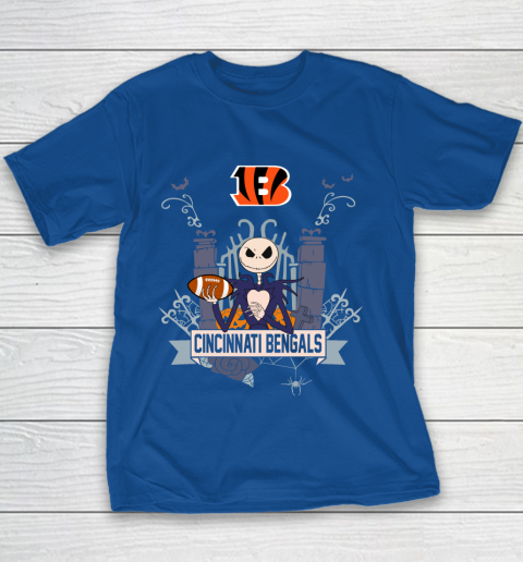 NFL Cincinnati Bengals Football Jack Skellington Halloween Youth T-Shirt 6