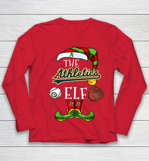 Oakland Athletics Christmas ELF Funny MLB Youth Long Sleeve 8
